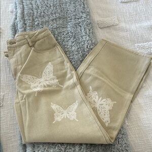 Lelis Jeans with White Butterfly Print